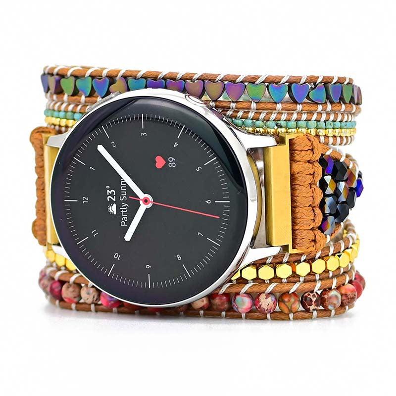 Love Black Gallstone Emperor Stone Rice Bead Woven Watch Strap - Image 4