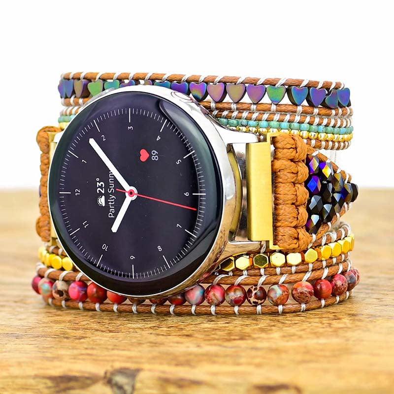 Love Black Gallstone Emperor Stone Rice Bead Woven Watch Strap - Image 5