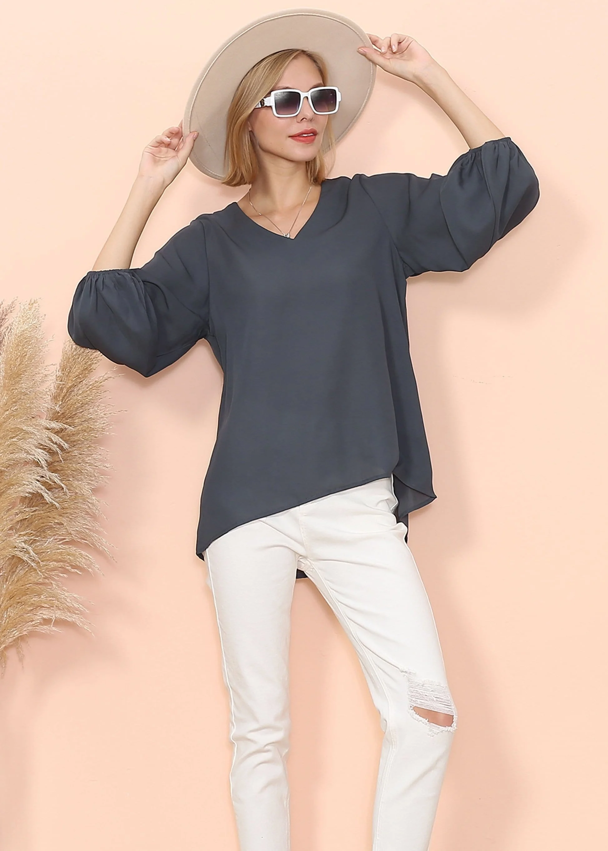 Love Lantern Sleeve V Neck Top - Image 12