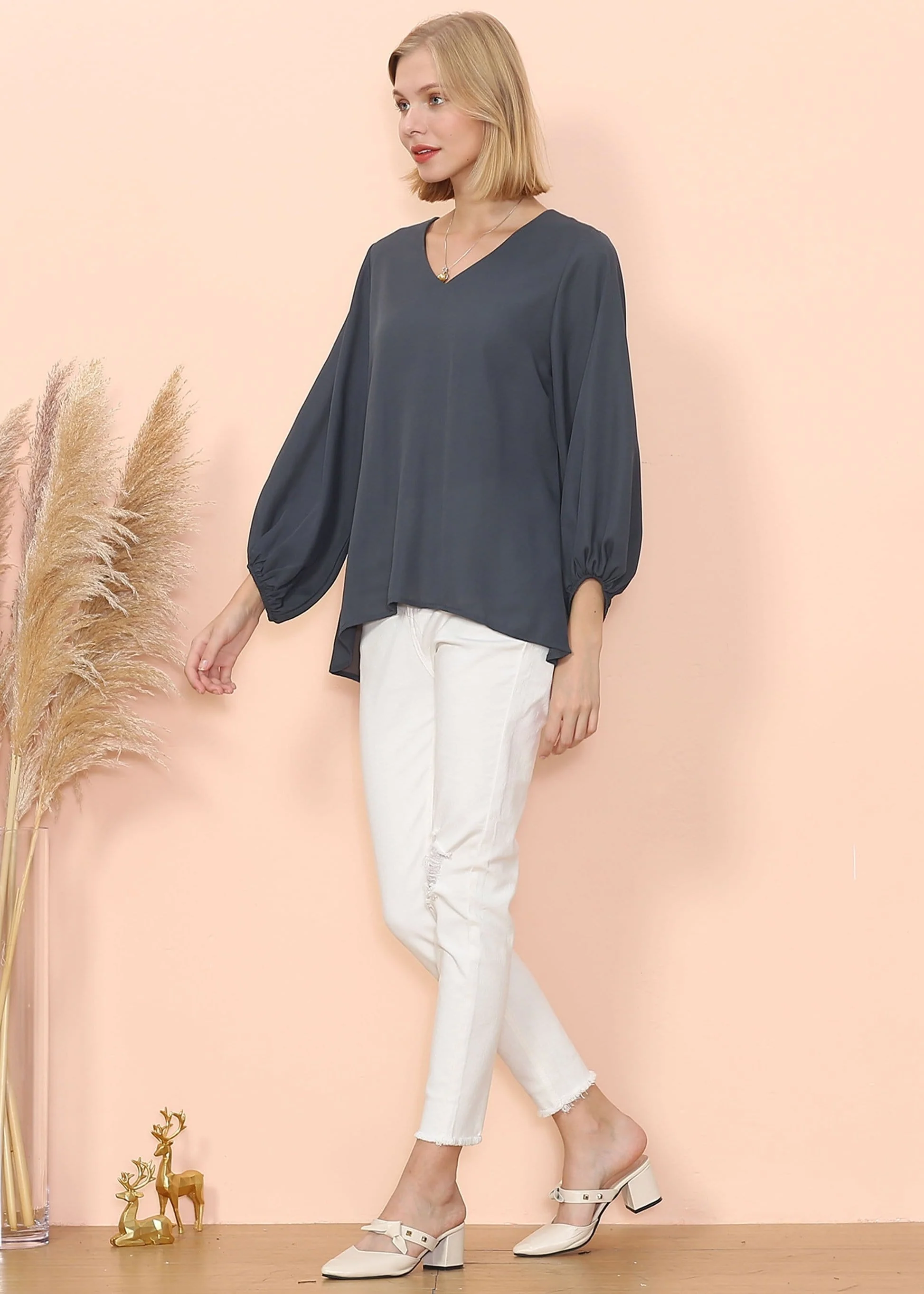 Love Lantern Sleeve V Neck Top - Image 13