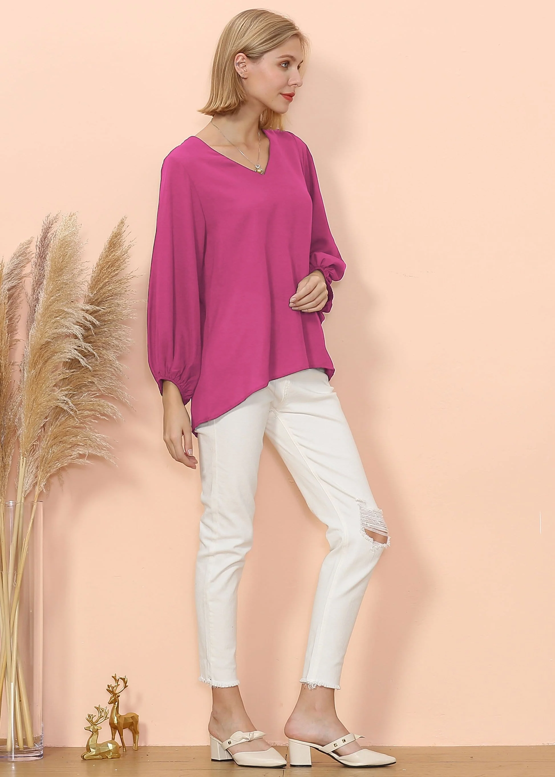 Love Lantern Sleeve V Neck Top - Image 5