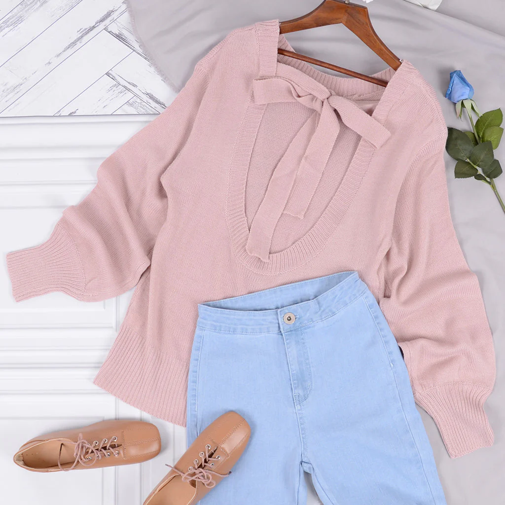 Love Tie Puffed Sleeve Sweater - Image 2
