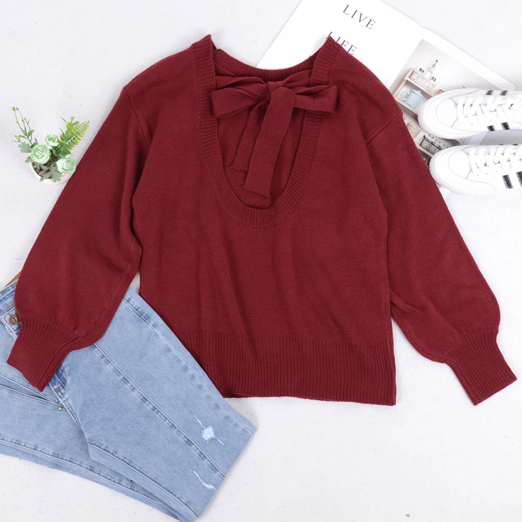 Love Tie Puffed Sleeve Sweater - Image 5
