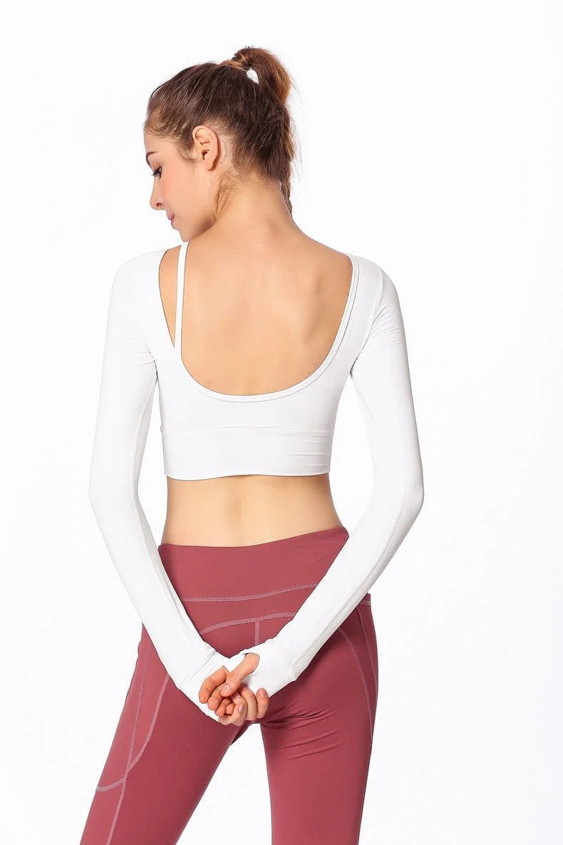 Low-Scoop Back Long Sleeved Cropped Shirt - Image 11