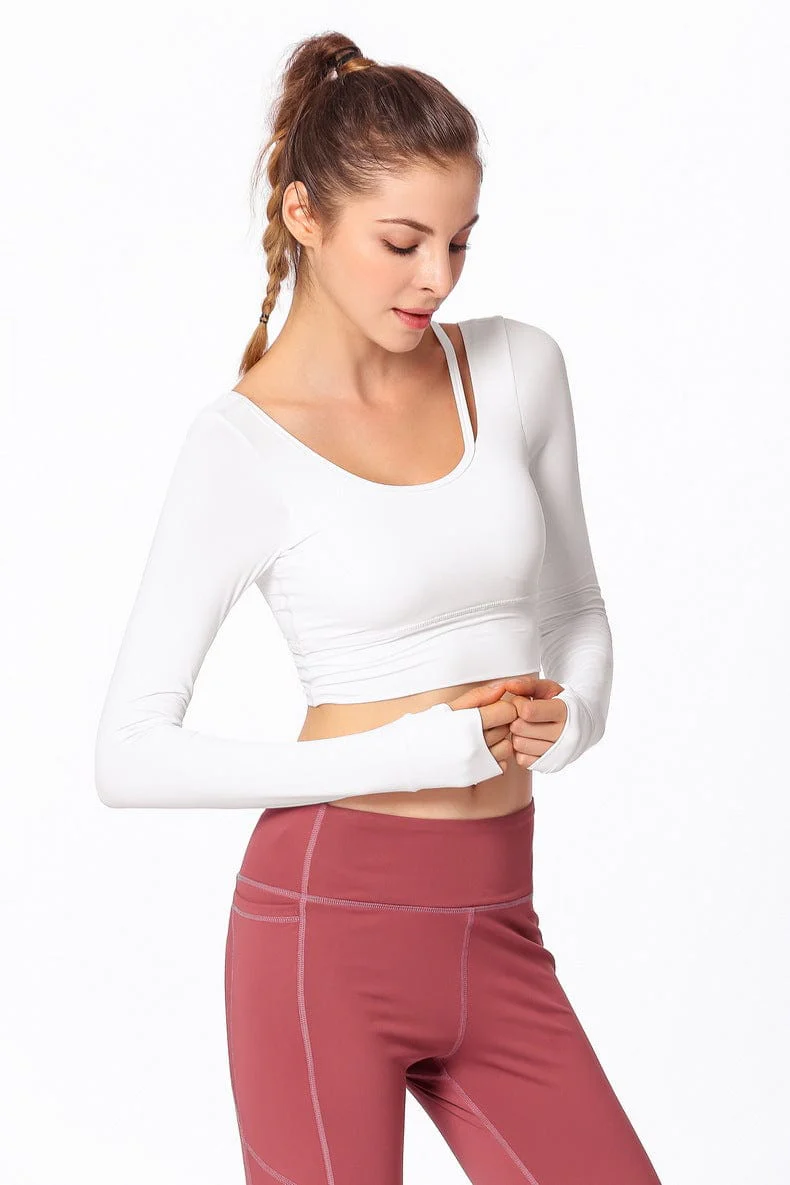 Low-Scoop Back Long Sleeved Cropped Shirt - Image 9