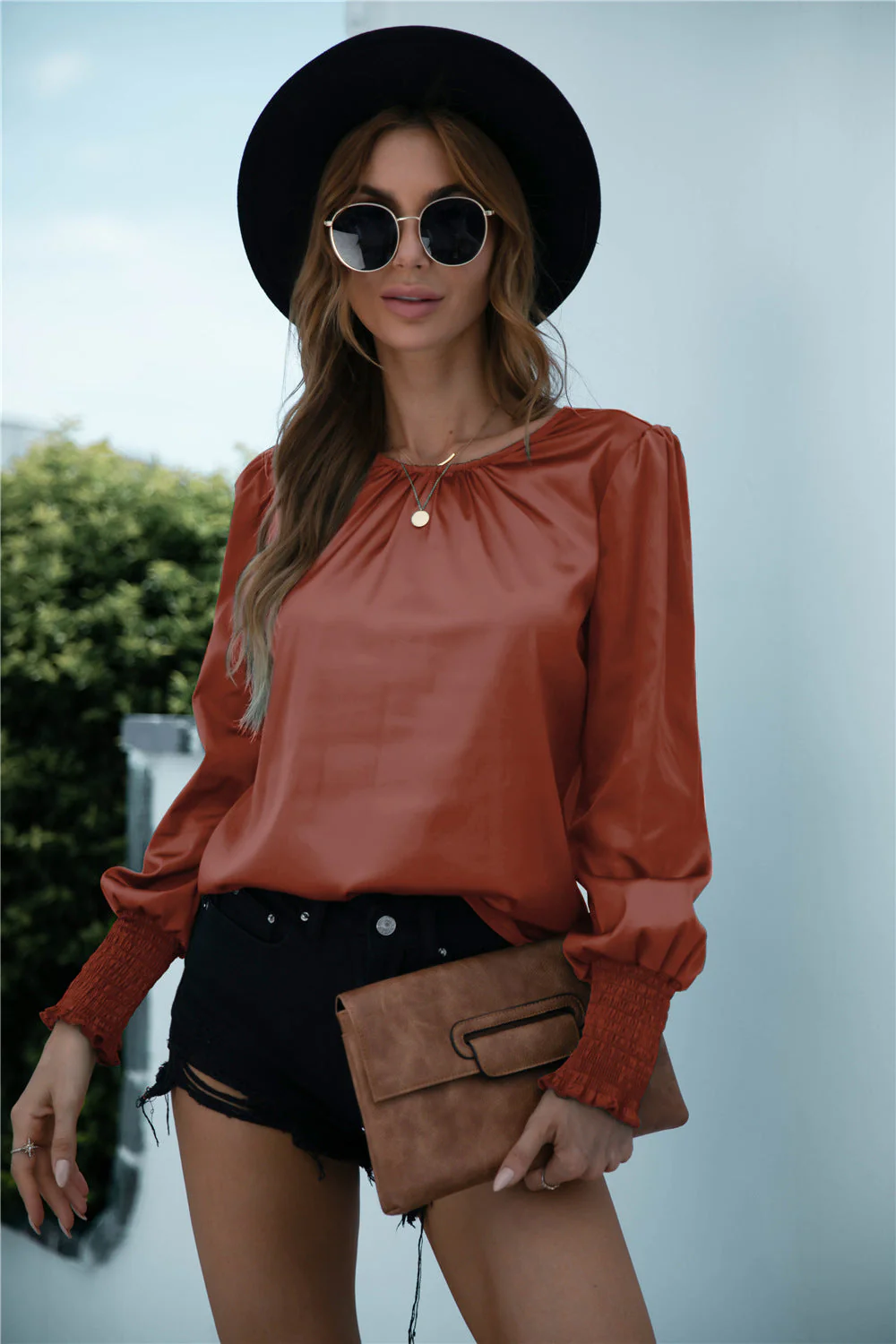 Lux Smocked Cuff Long Sleeve Top - Image 3