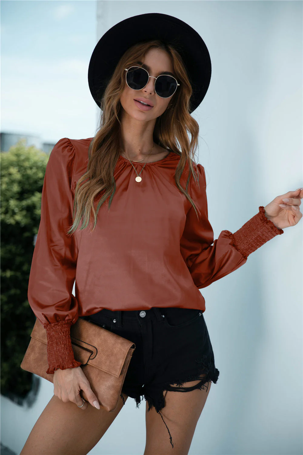Lux Smocked Cuff Long Sleeve Top - Image 4
