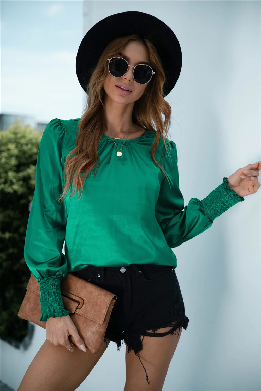 Lux Smocked Cuff Long Sleeve Top - Image 7