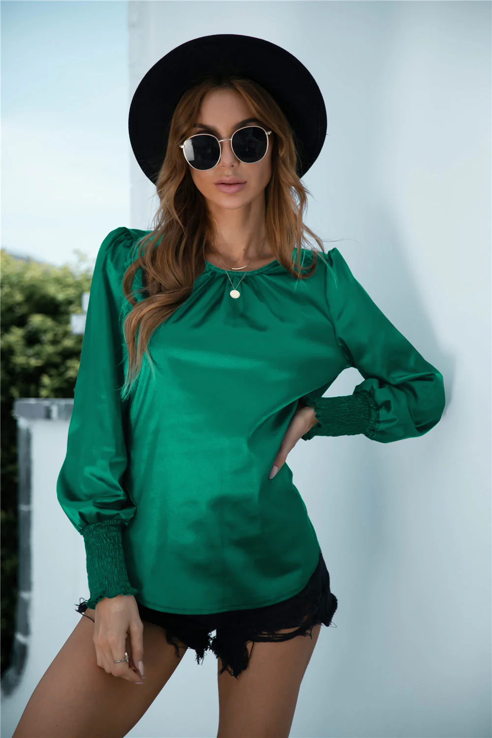 Lux Smocked Cuff Long Sleeve Top - Image 8