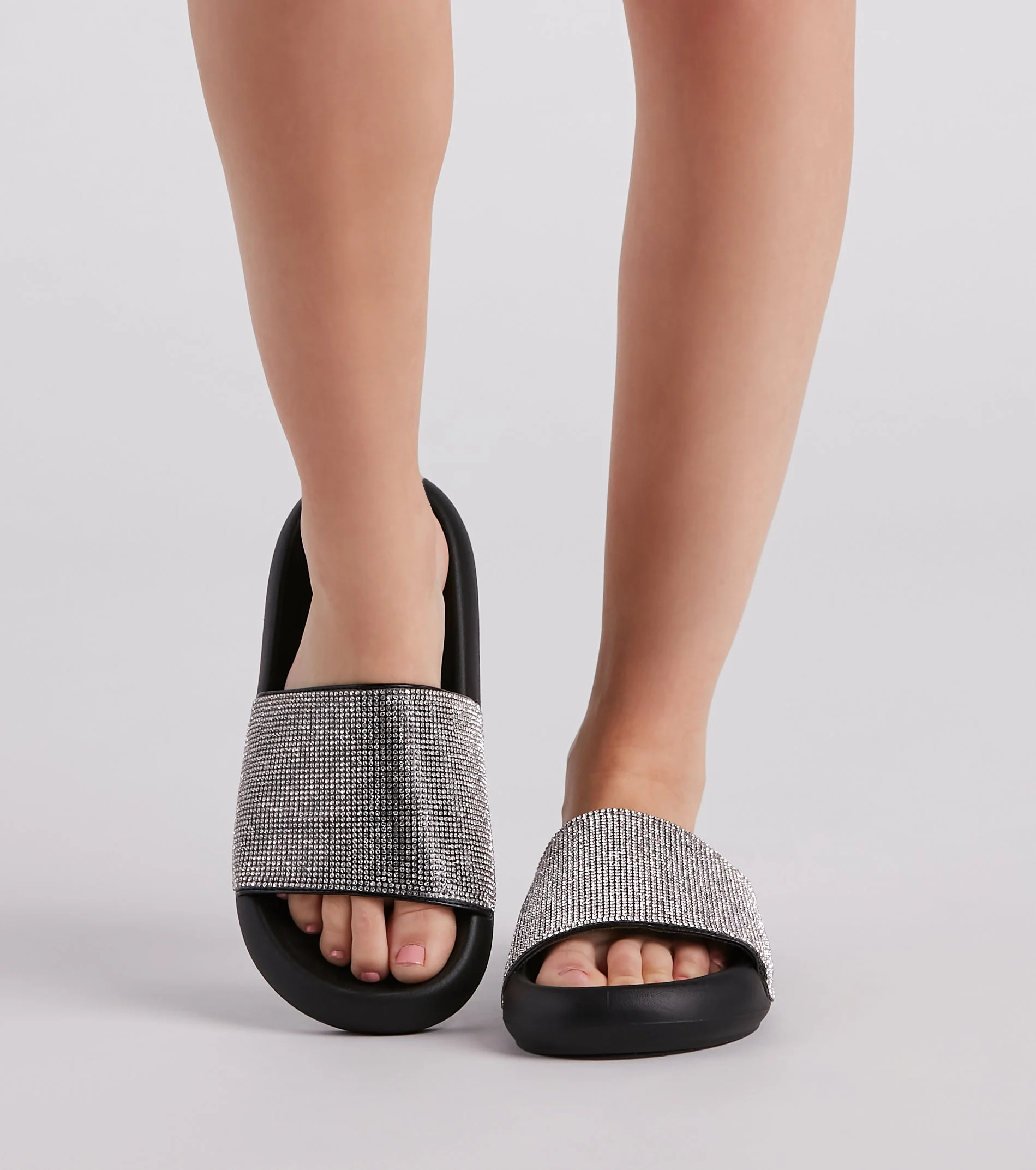 Luxe Lounge Rhinestone Strap Slides - Image 2