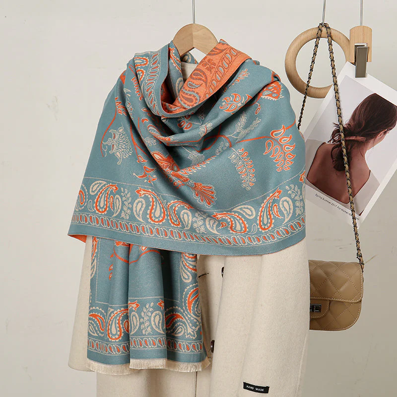 Luxurious Cashmere Floral Scarf - Image 10