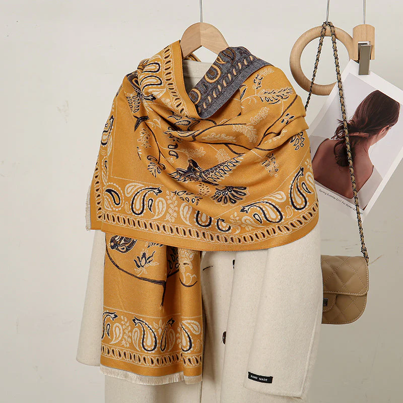 Luxurious Cashmere Floral Scarf - Image 11