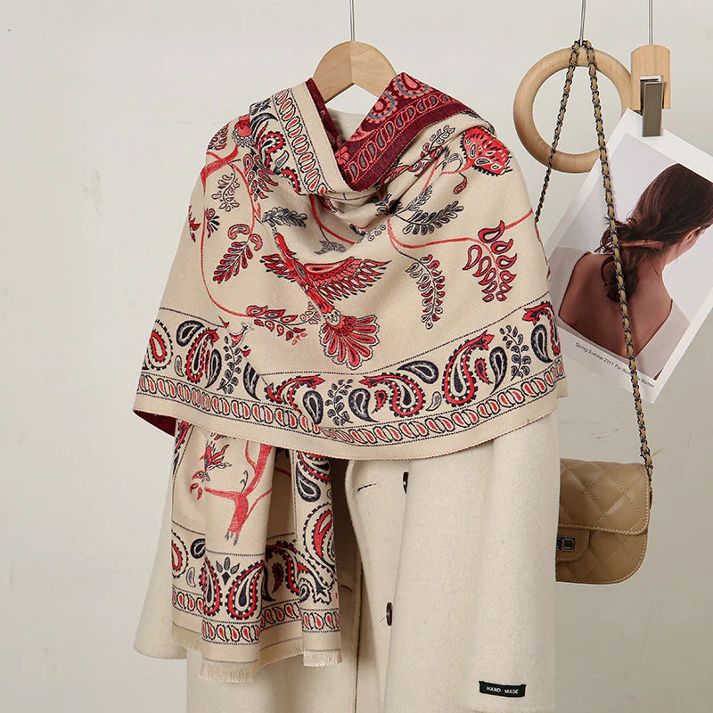 Luxurious Cashmere Floral Scarf - Image 12