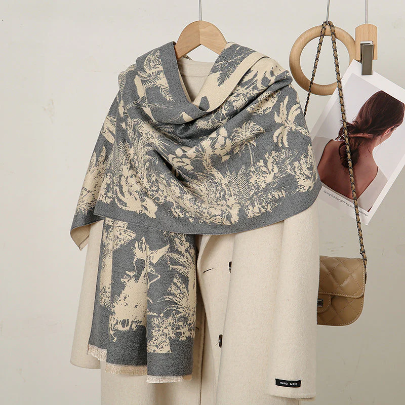 Luxurious Cashmere Floral Scarf - Image 15