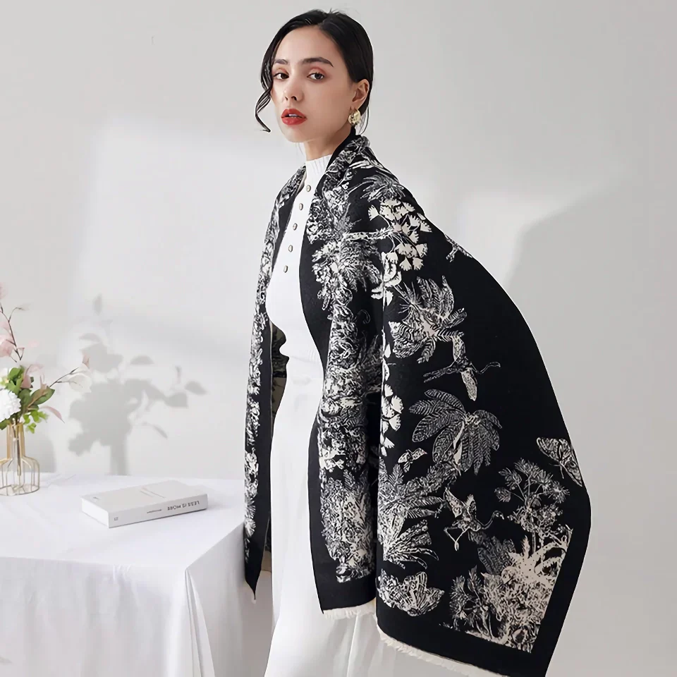 Luxurious Cashmere Floral Scarf - Image 18