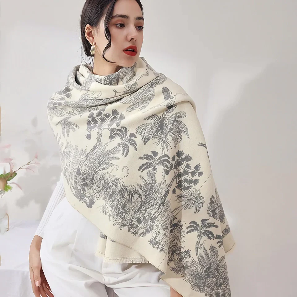 Luxurious Cashmere Floral Scarf - Image 19