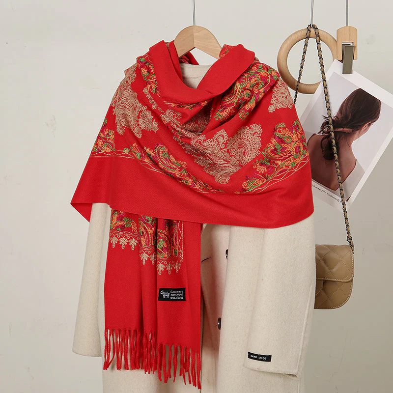 Luxurious Cashmere Floral Scarf - Image 2