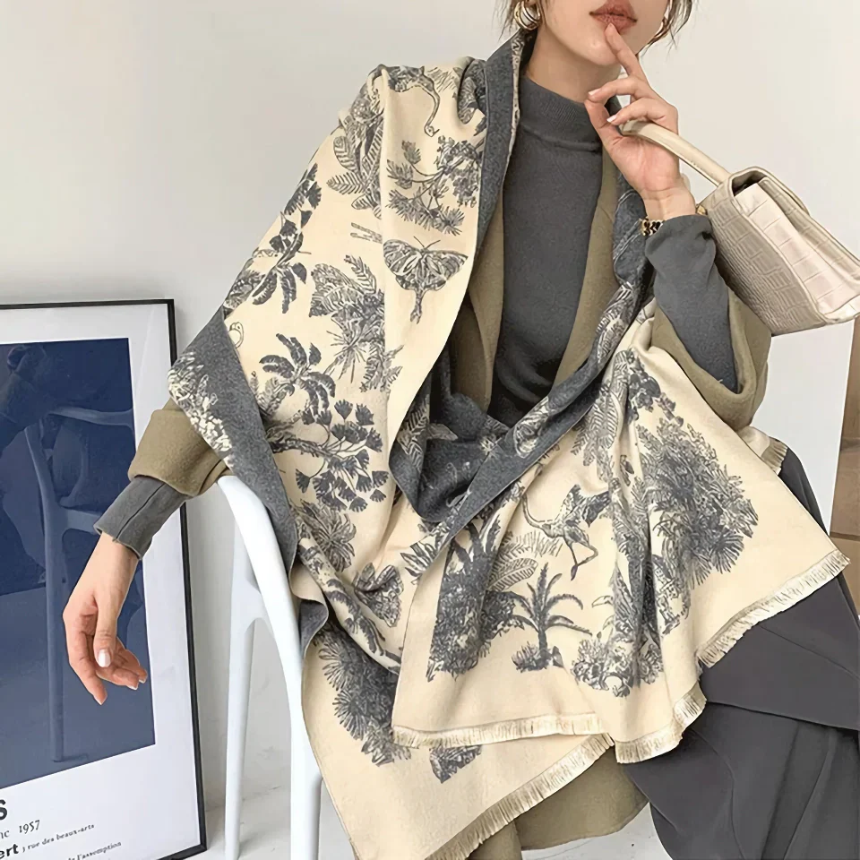 Luxurious Cashmere Floral Scarf - Image 20