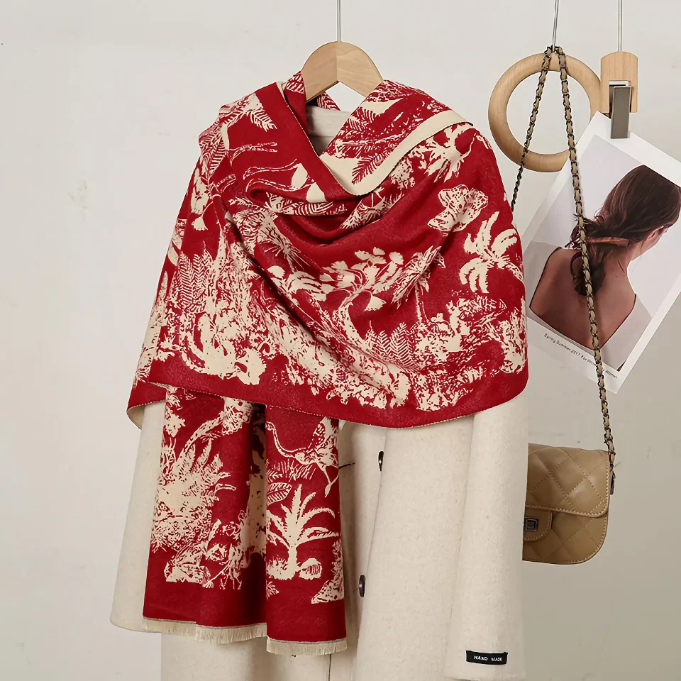 Luxurious Cashmere Floral Scarf - Image 21