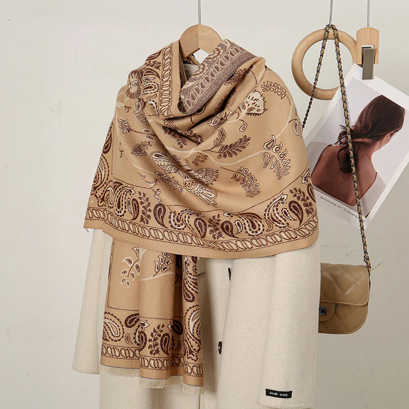 Luxurious Cashmere Floral Scarf - Image 6