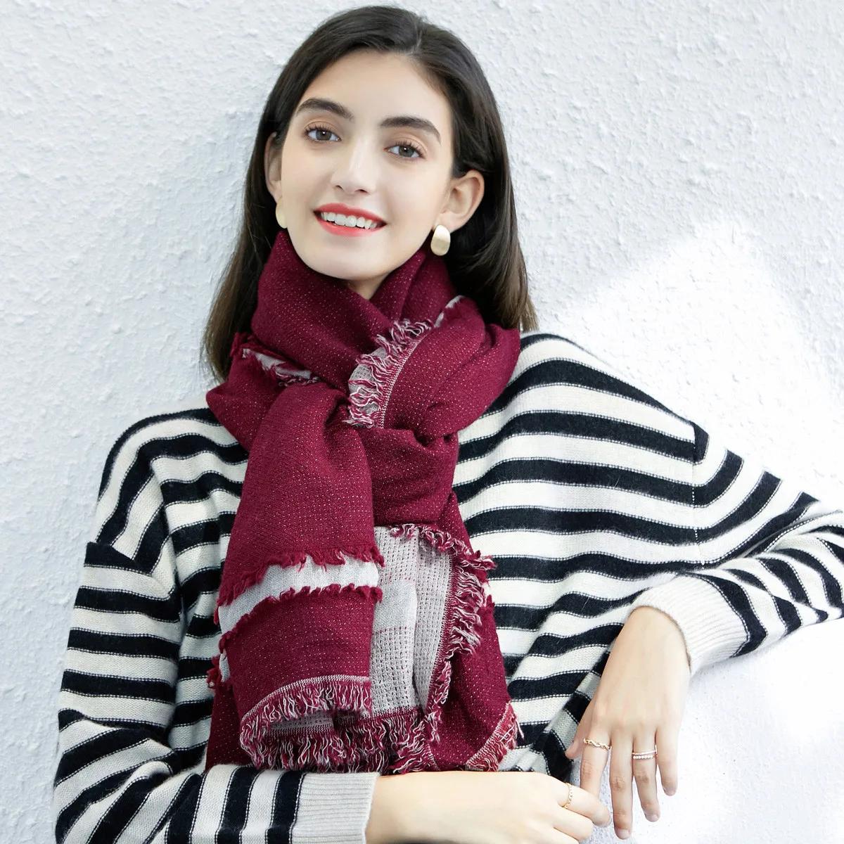 Luxury 100% Wool Cashmere Scarf Pashmina Poncho Shawl for Women - Image 4