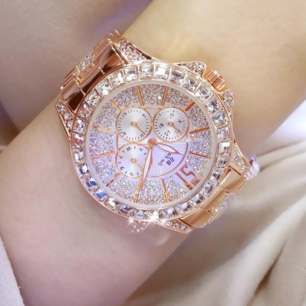 Luxury Full Diamond Steel Band Ladies Quartz Watch