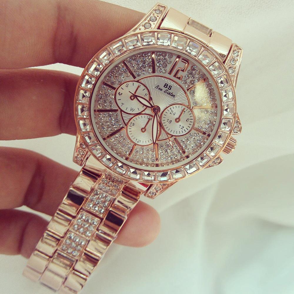 Luxury Full Diamond Steel Band Ladies Quartz Watch - Image 2