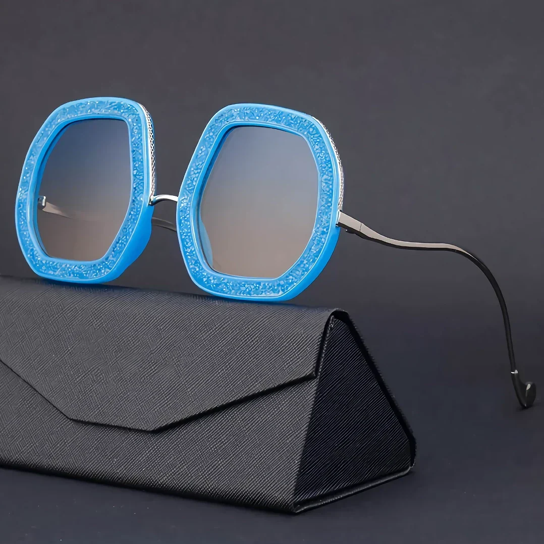 Luxury Oversized Diamond Polygon Sunglasses with UV Protection - Image 12
