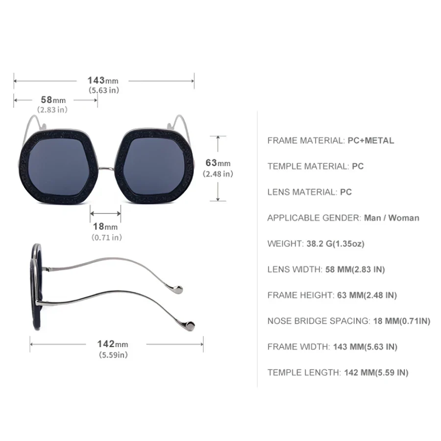 Luxury Oversized Diamond Polygon Sunglasses with UV Protection - Image 15