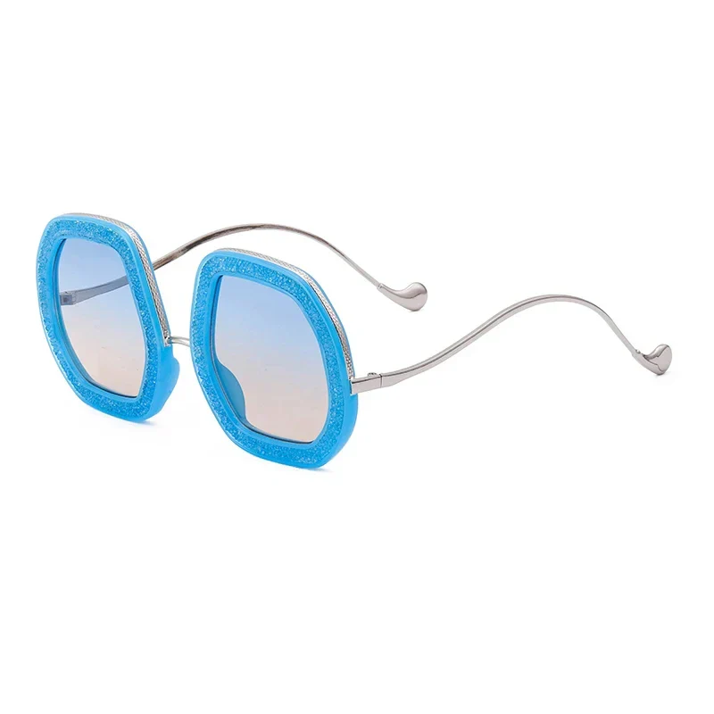 Luxury Oversized Diamond Polygon Sunglasses with UV Protection - Image 4