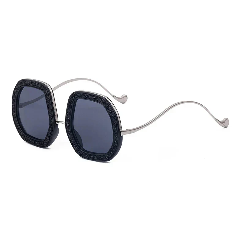 Luxury Oversized Diamond Polygon Sunglasses with UV Protection - Image 6