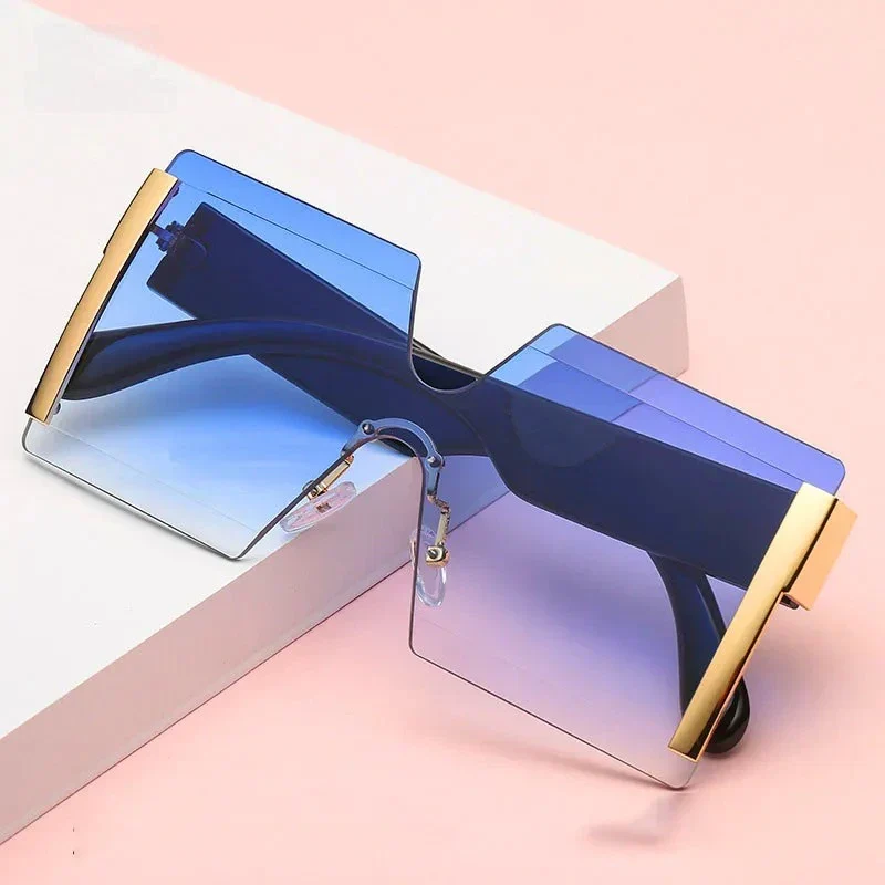 Luxury Rimless Gradient Square Sunglasses for Women - Image 10