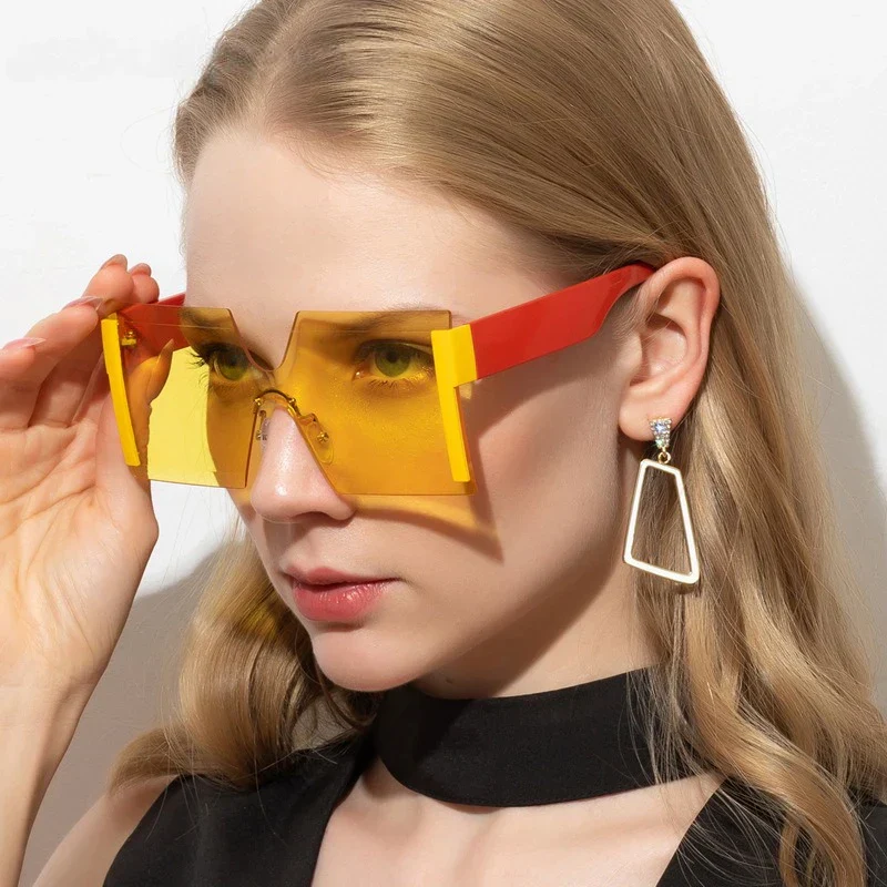 Luxury Rimless Gradient Square Sunglasses for Women - Image 8