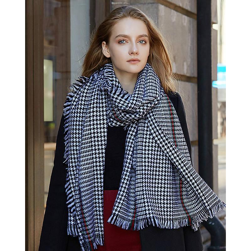 Luxury Wool Plaid Scarf for Women - Image 10