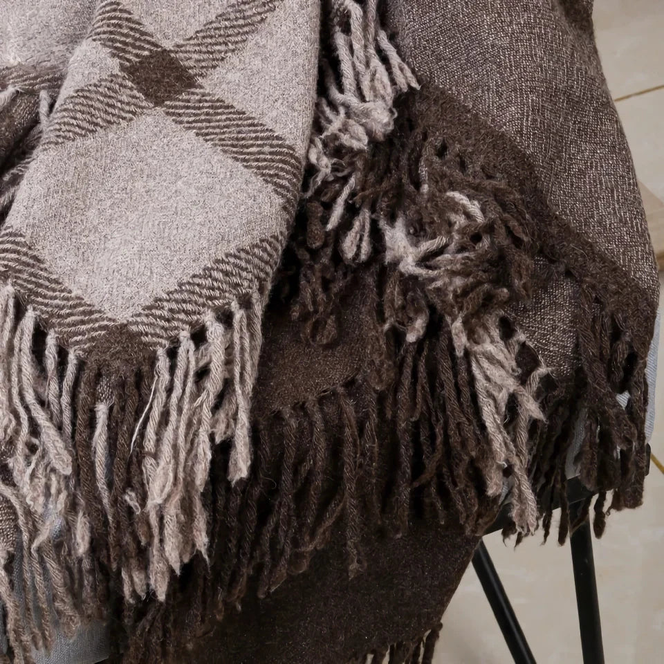 Luxury Wool Plaid Scarf Shawl - Image 6