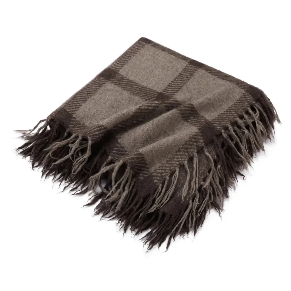 Luxury Wool Plaid Scarf Shawl - Image 8
