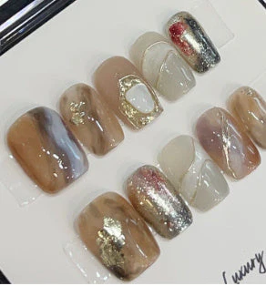 Maillard Color Blooming Handmade Wear Light Luxury Handmade High Quality Nail Tip - Image 9