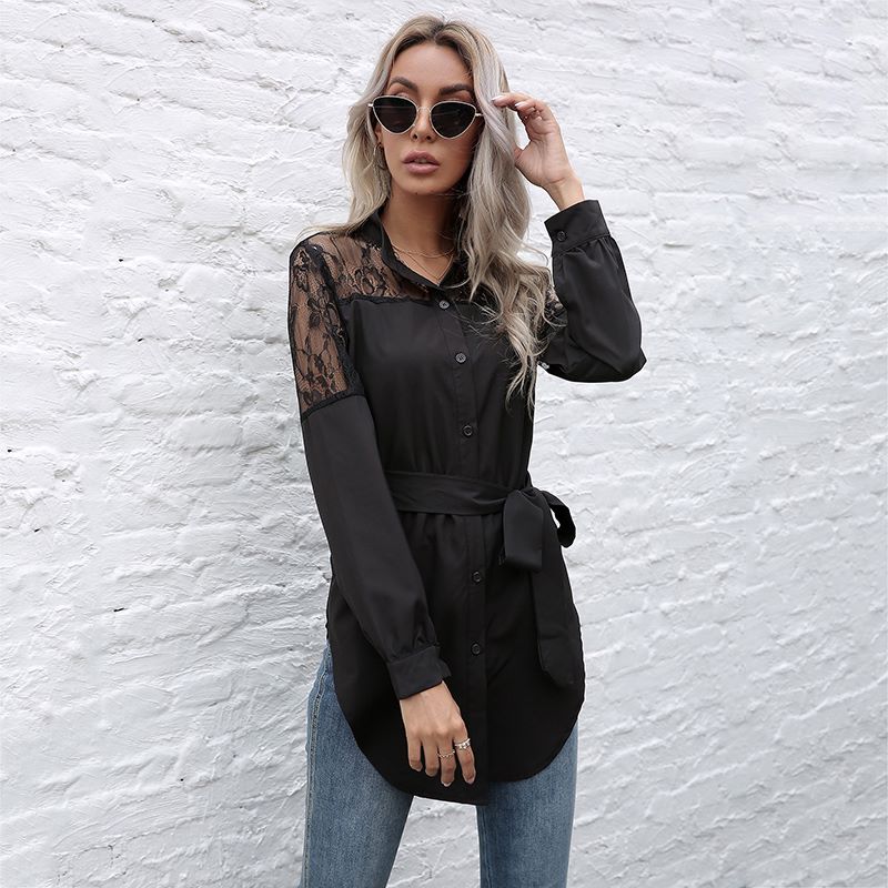 Mandarin Collar Button Down Blouse - Image 12