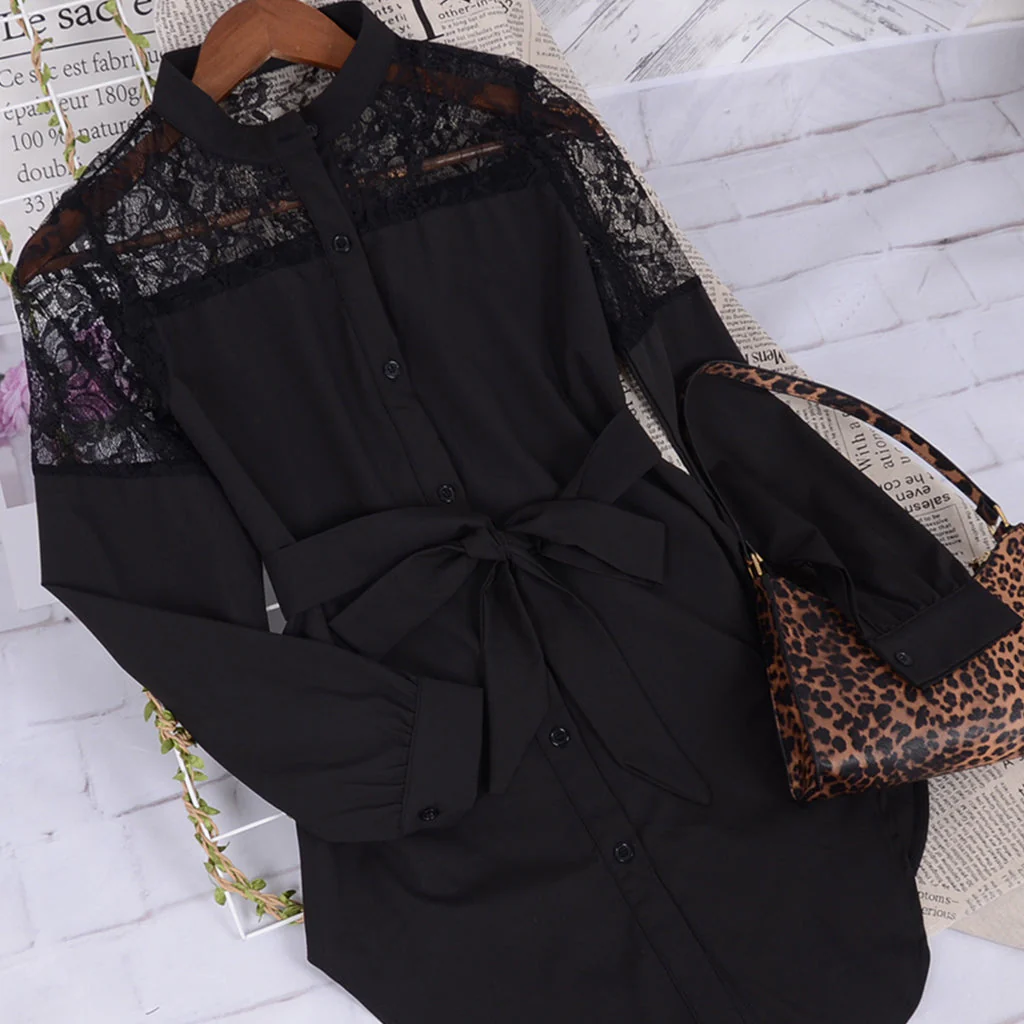 Mandarin Collar Button Down Blouse - Image 14