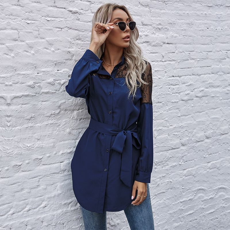 Mandarin Collar Button Down Blouse - Image 33