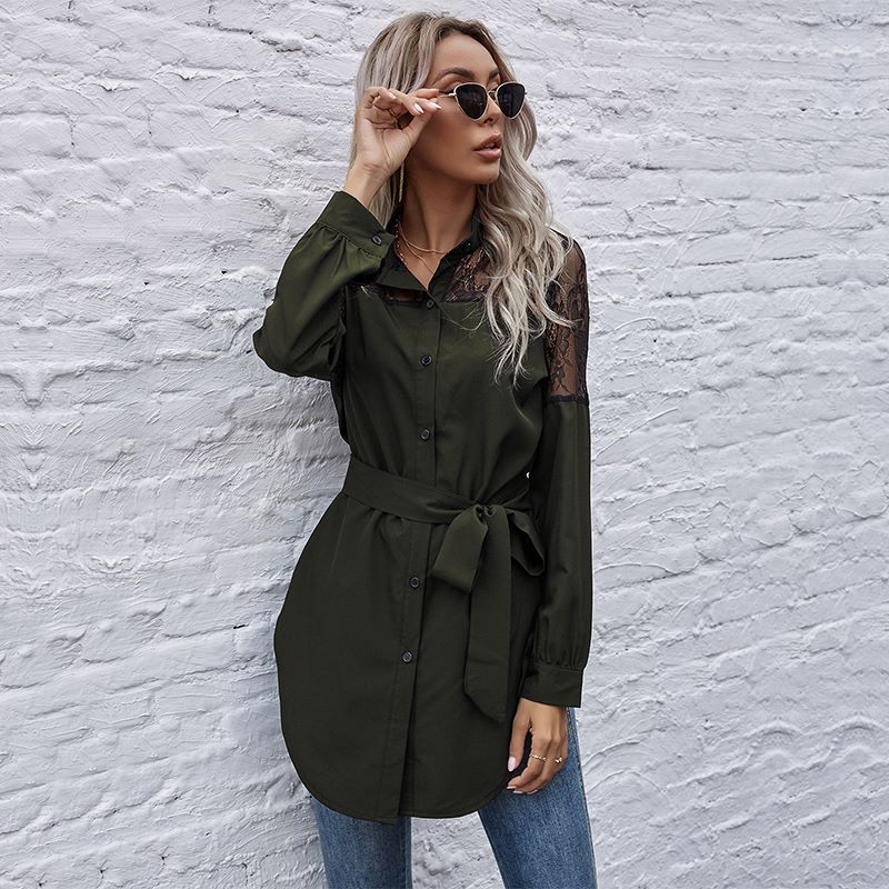 Mandarin Collar Button Down Blouse - Image 45