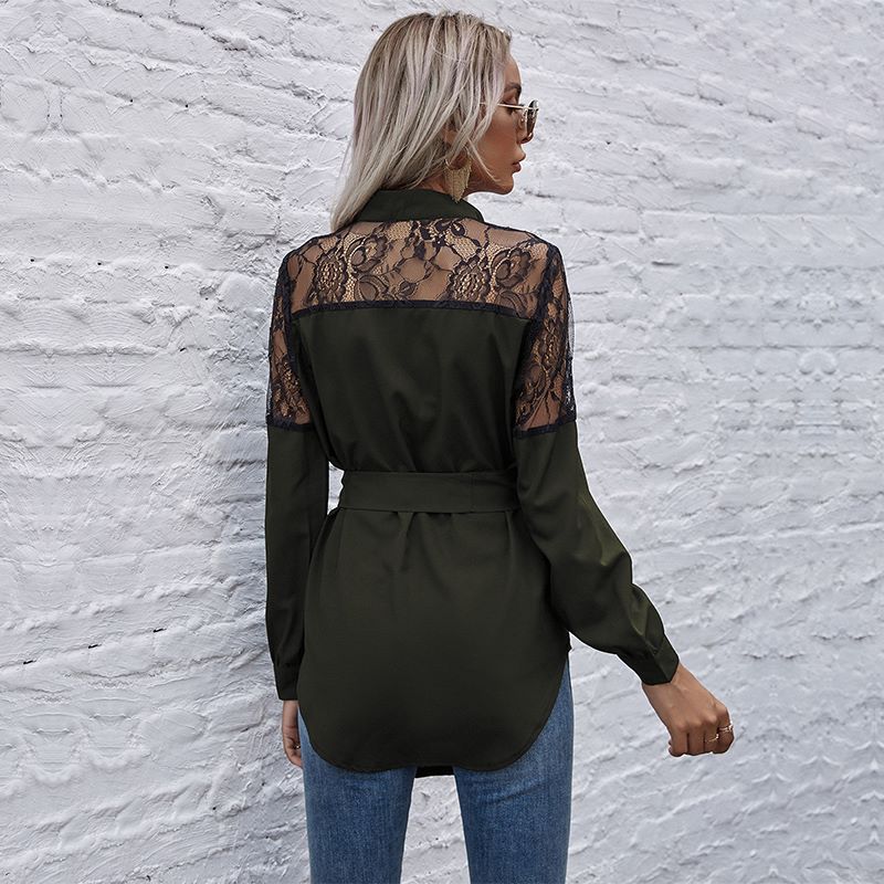 Mandarin Collar Button Down Blouse - Image 48