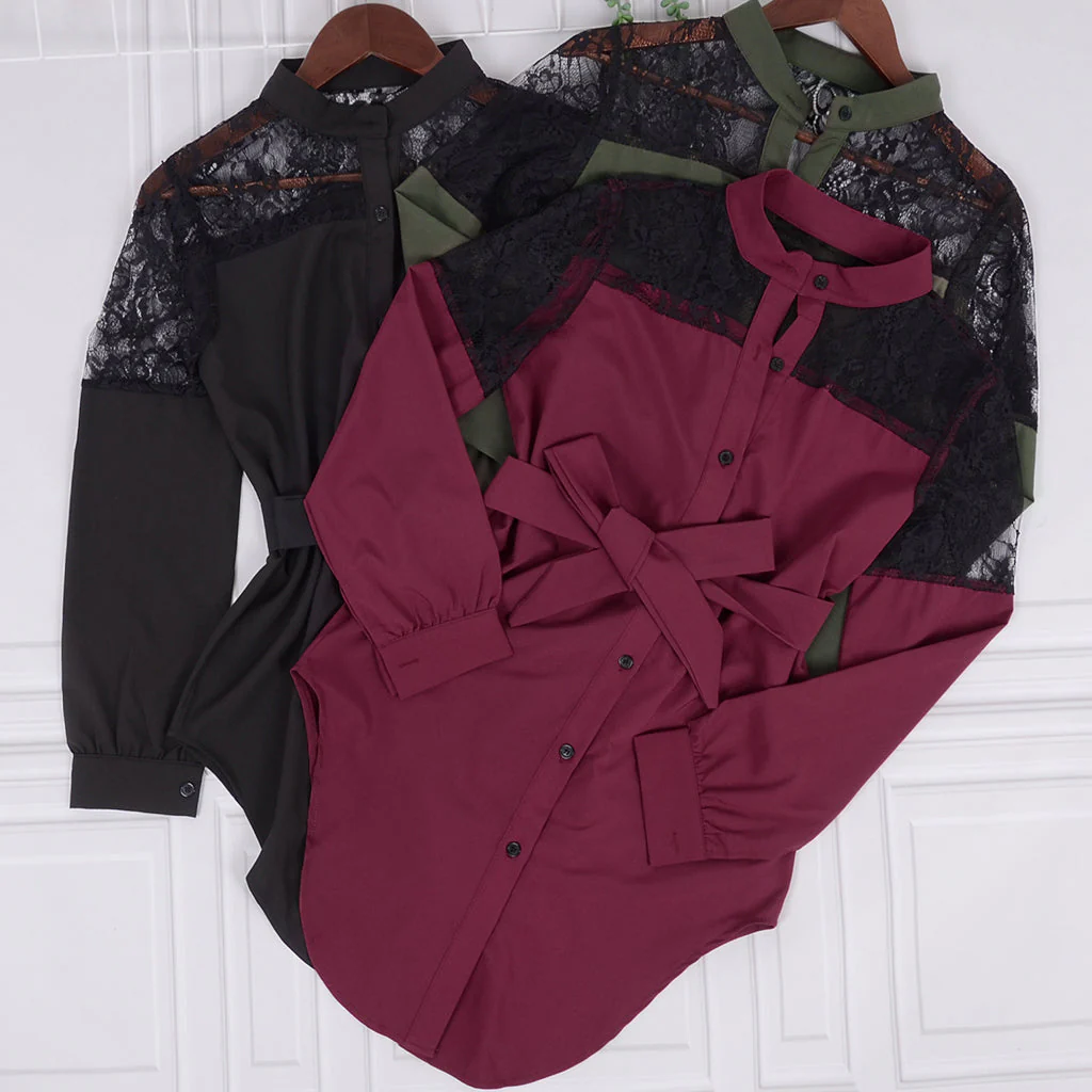 Mandarin Collar Button Down Blouse - Image 5