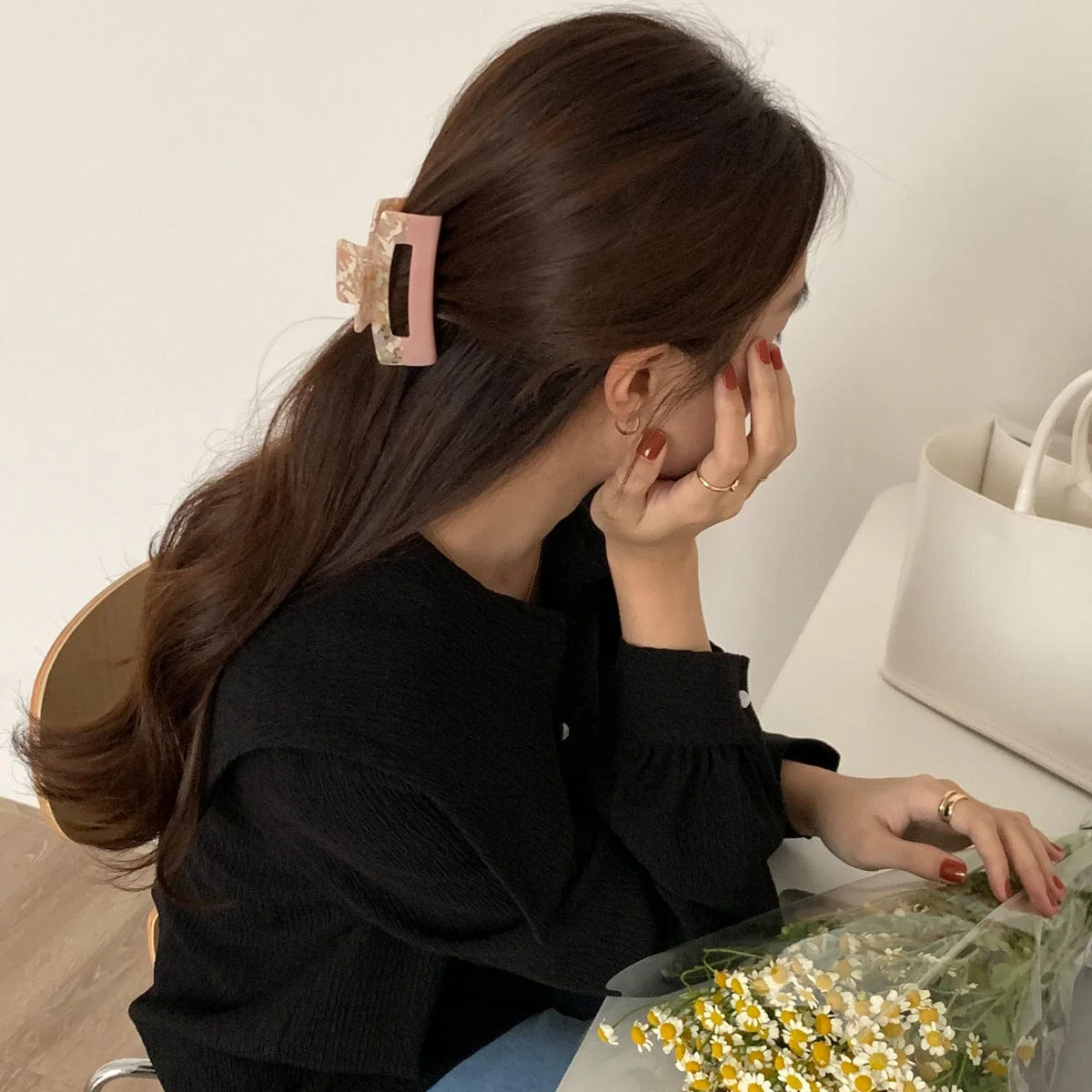 Marbleized Confetti Small Acrylic Hair Claw - Image 12
