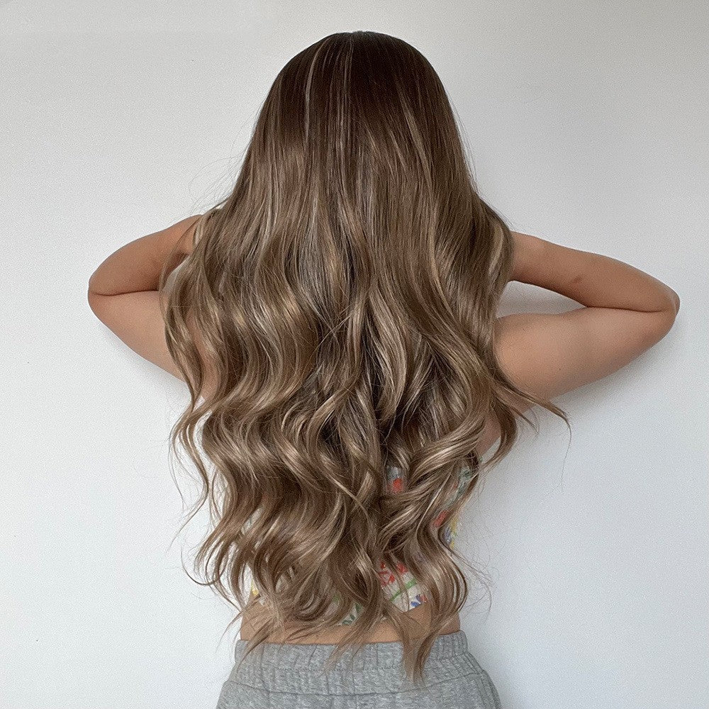 Medium Gradient Gray And Brown Long Curly Hair Chemical Fiber Wig - Image 4