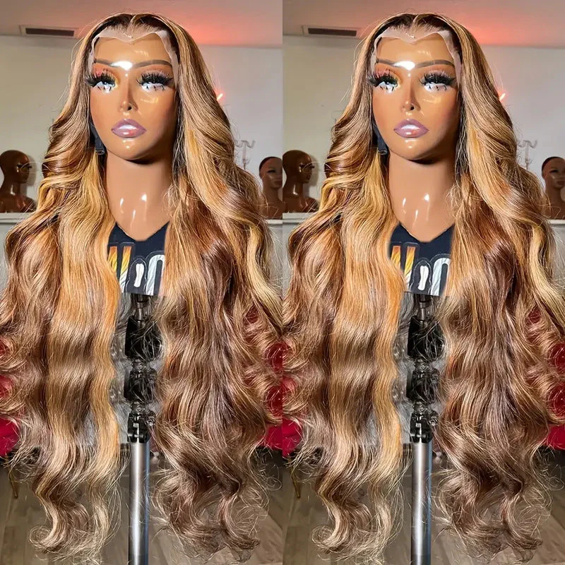 Medium Large Wave Piano Color Long Curly Hair Full-head Wig Front Lace Wig
