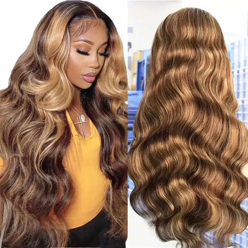 Medium Large Wave Piano Color Long Curly Hair Full-head Wig Front Lace Wig - Image 2