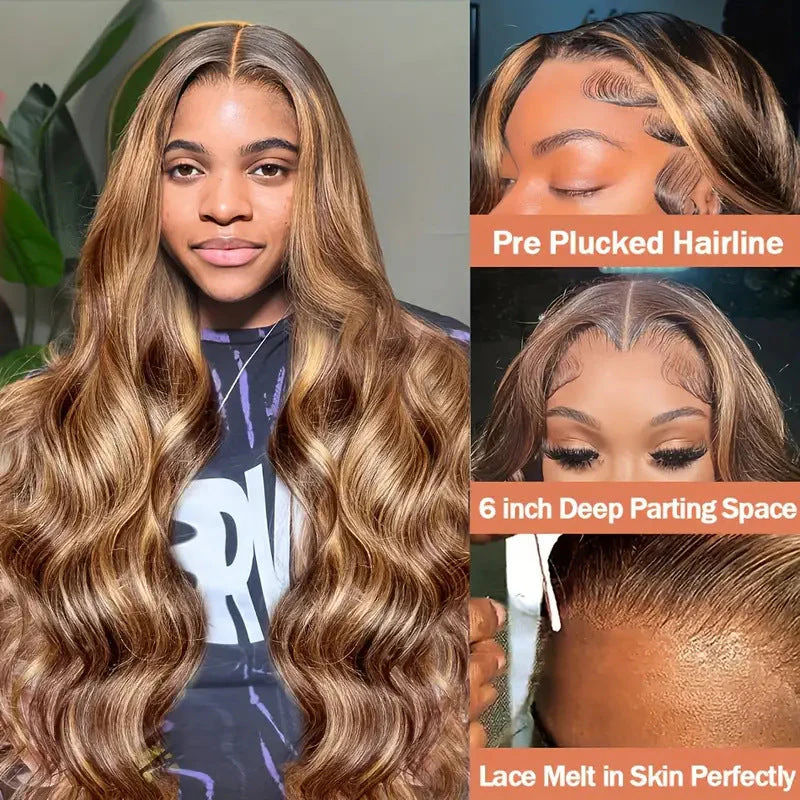 Medium Large Wave Piano Color Long Curly Hair Full-head Wig Front Lace Wig - Image 3
