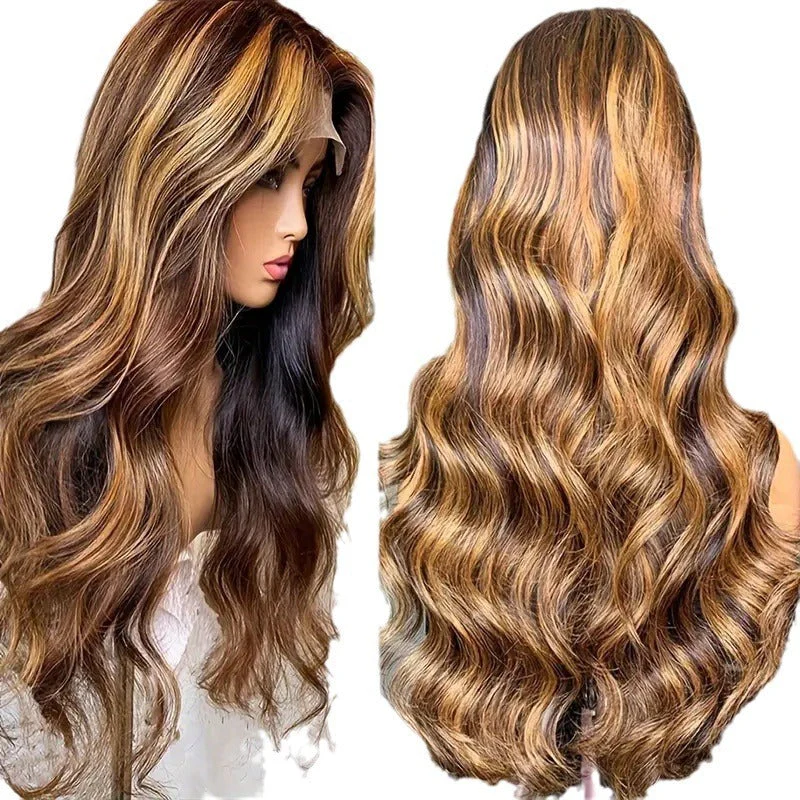 Medium Large Wave Piano Color Long Curly Hair Full-head Wig Front Lace Wig - Image 5