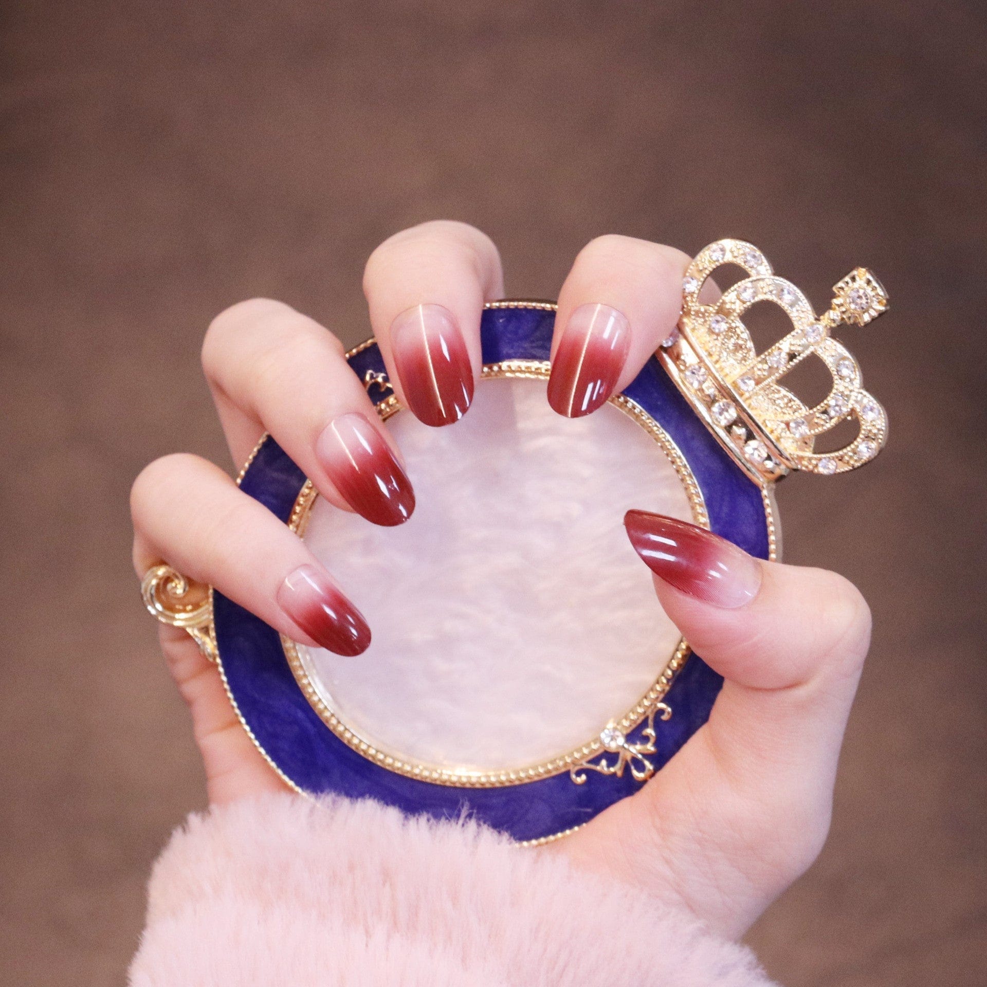 Medium Rounded Cherry Red Ombre Press On Nails - Image 4
